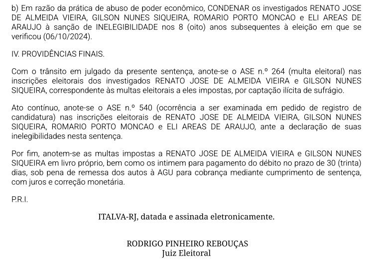 gilson-2 Justiça Eleitoral Torna Inelegíveis Renato José de Almeida Vieira e Gilson Nunes Siqueira, 2º Colocados nas Eleições de Cardoso Moreira