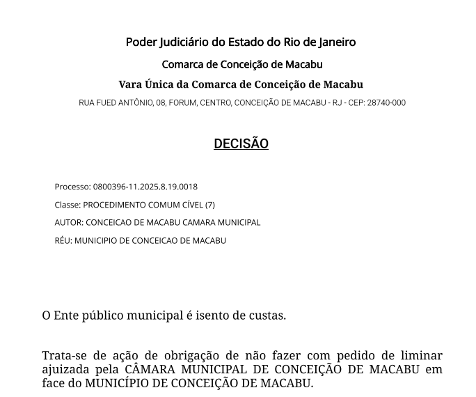 macabu-1-1 Judiciário Intervém e Suspende Licitação da Água no CIDENF: Vitória da Câmara de Conceição de Macabu