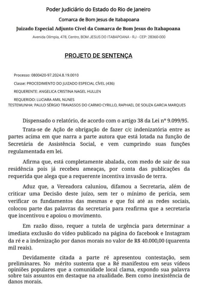sentenca-656x1024 Justiça rejeita ação de Secretária contra ex-vereadora em Bom Jesus do Itabapoana