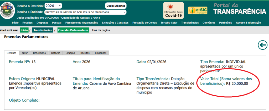 emenda-1-1024x424 Após STF Determinar Transparência, Emendas de Vereadores de Bom Jesus Começam a Aparecer — E Algumas Já Chegam Até São José de Ubá